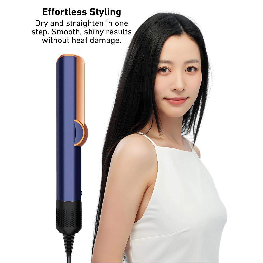 Wet-to-dry hair styler with advanced airflow technology, no heat damage, smooth and shiny results, one-step drying and straightening