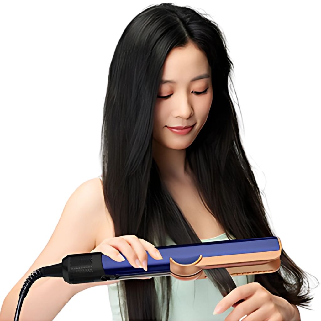 Wet-to-dry hair styler with advanced airflow technology, no heat damage, smooth and shiny results, one-step drying and straightening